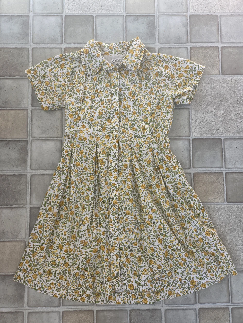 Girls Crewcuts Yellow Floral Button-Front Dress Size 12